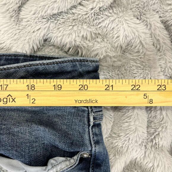 Vigoss Jeans Women 24 Crop Medium Wash Stretch Denim Raw Hem Embroidered Pockets - Picture 7 of 9